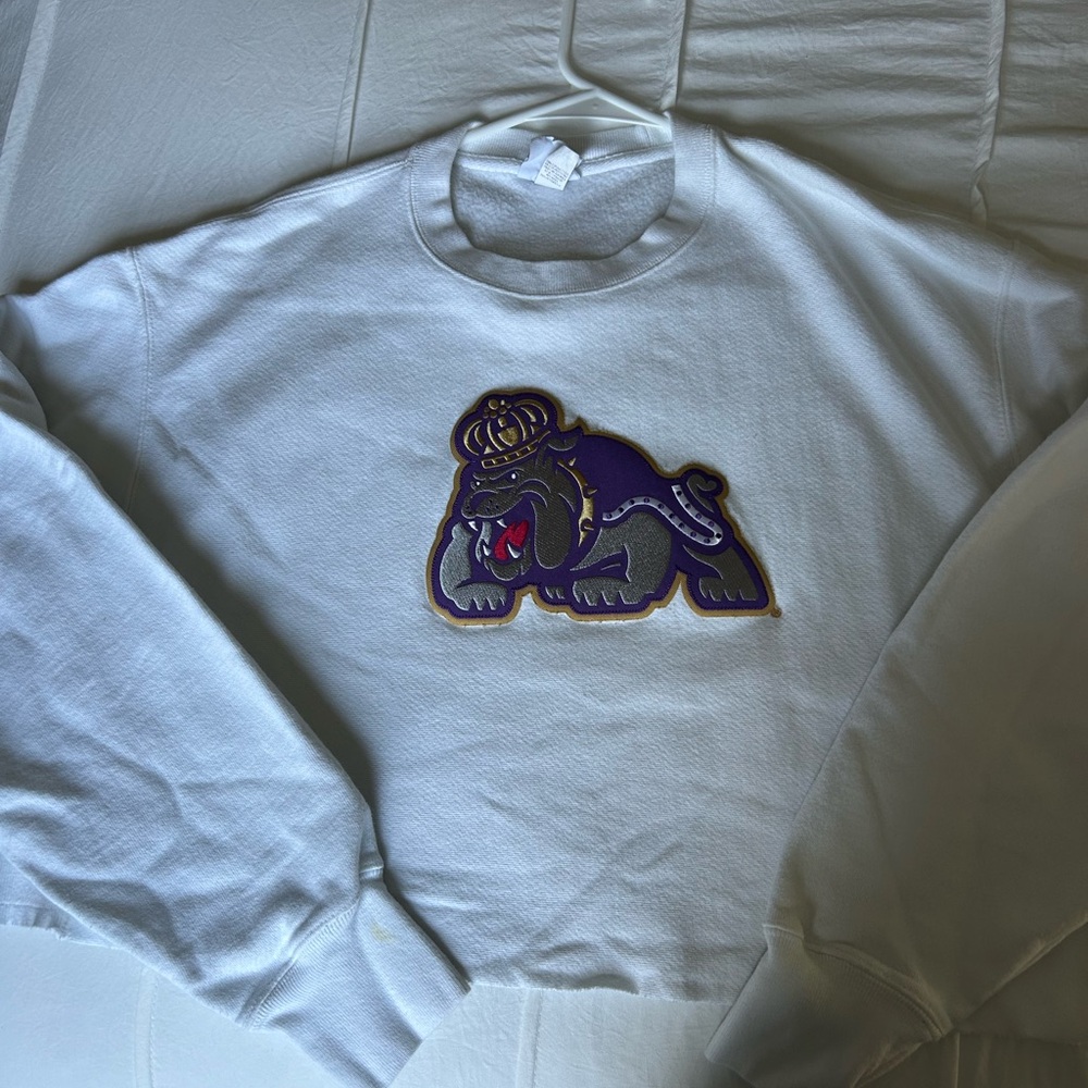 JMU White Champion Crewneck